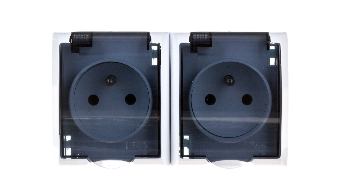 WAVE Double hermetic socket with / u IP44 transparent flap white GNH-2HZ  /T2UK
