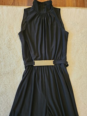 Emma & Michele Jumpsuit Romper Women Small Black with Gold Accent Belt Sleeveles | eBay Emma & Michele Jumpsuit Romper Women Small Black with Gold Accent Belt Sleeveles | eBay