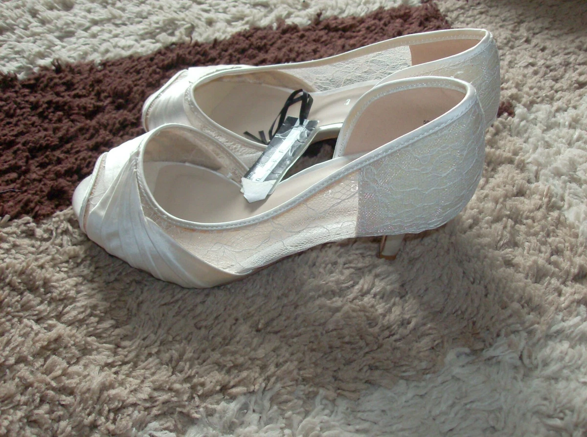 Debenhams Debut Ladies Ivory DeeDee Lace D orsay Open Toe Heels UK