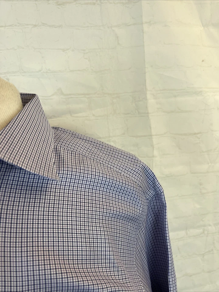 Черный коричневый 1826 мужчин фиолетовый клетку хлопок платье рубашка 17 - 33 $98 - Изображение 2 из 4