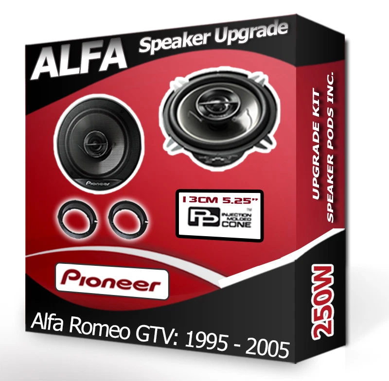 Alfa Romeo Gtv Avant Enceinte Portière Pioneer Auto + Adaptateur Anneaux Pieds - Photo 1/1