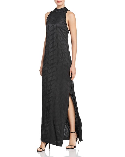Black Geo Print Mock Neck Sleeveless 