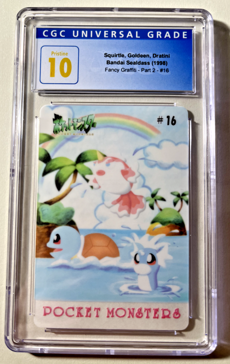 Pokemon CGC 10 Squirtle, Goldeen, Dratini Bandai Sealdass Pokemon CGC 10 Squirtle, Goldeen, Dratini Bandai Sealdass