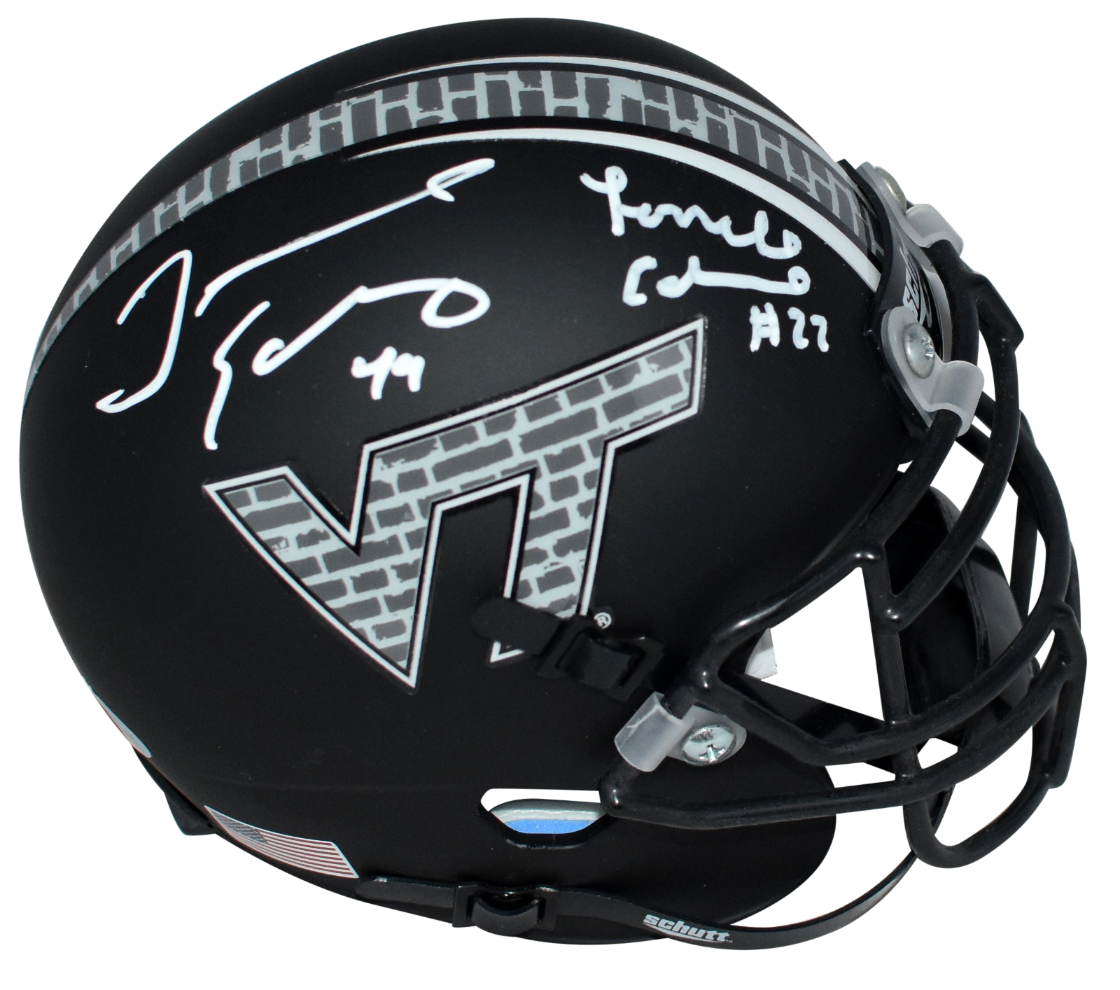 TERRELL & TREMAINE EDMUNDS SIGNED VIRGINIA TECH HOKIES BLACK MINI HELMET BECKETT 