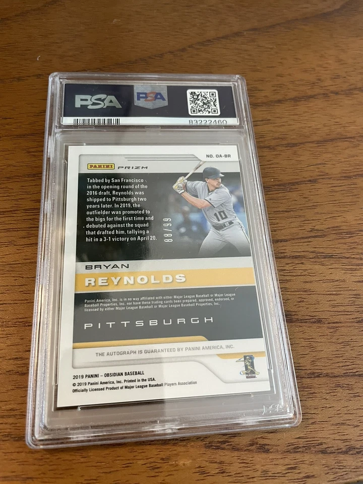 Bryan Reynolds 2019 Panini Obsidian RC Auto /99 PSA 9 - Image 2 of 2