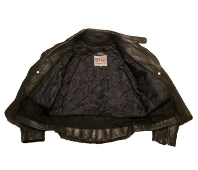 Vintage NEW AGE Black Leather Jacket Sz 42 Racing Motorcycle Vintage NEW AGE Black Leather Jacket Sz 42 Racing Motorcycle