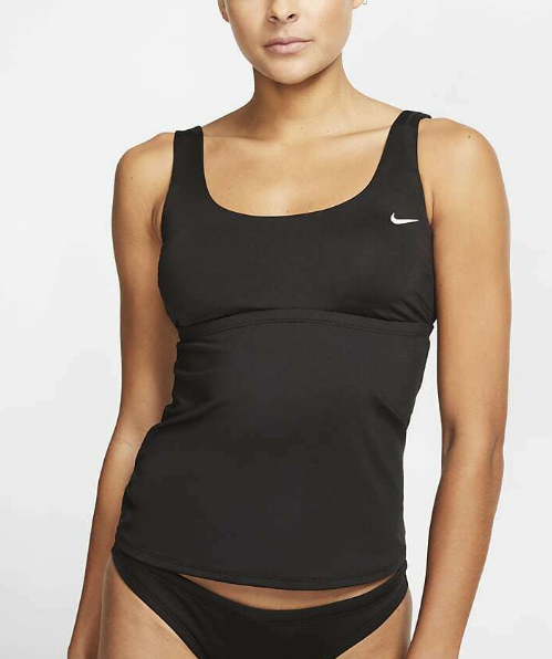 Nike L45235 Women's Black Essential Scoop Neck Tankini Top Size Small