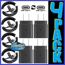 4 PACK 25w USB-C Fast Wall Charger+6ft Cable FOR Galaxy S25 S24 S23 S22 Ultra +