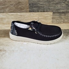 Hey Dude Wendy Break Surf Jersey Womens Loafer Shoes Sz 7 Black Multi Slip On