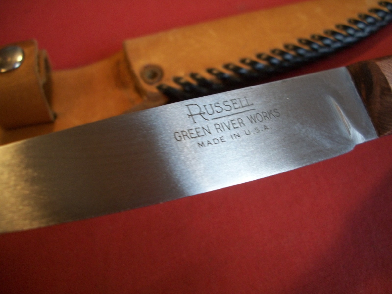 Russell Green River Hunting / Patch Knife w/ Old Growth Redwood Handles ...