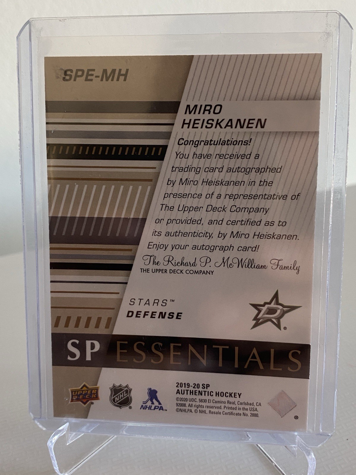 MIRO HEISKANEN Auto /99 - SP Essentials Autograph - Dallas Stars - AUTO