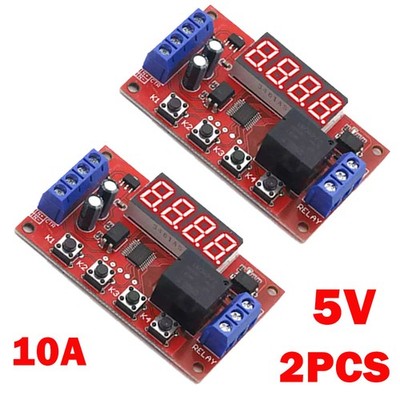 2x DC5V 10A Adjustable Time Delay Relay Module LED Digital Timers Control Switch
