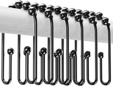 U Shaped Shower Curtain Hooks Rings,12 Pcs Durable Rust Resistant Metal Shower