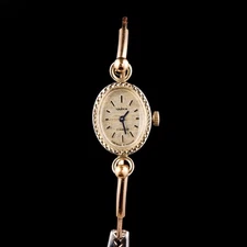 Vintage Chaika Women's Mechanical Watch Gold Tone Wire Bangle Bracelet Petite 17