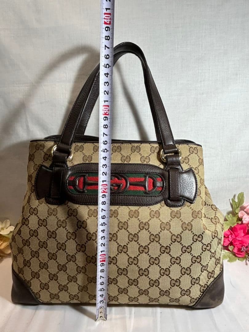 GUCCI GG Canvas Horsebit Tote Bag Women's Vintage Size 33cm Excellent thumbnail 19