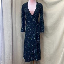 GANNI  Printed Crepe  Wrap Dress  Program 1912  Verdant Green  Floral  Size 32