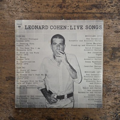 LP Leonard Cohen - Live Songs KC 31724 Mafe In U.S.A 1973 Vinyl Rock
