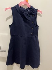 Janie and Jack Navy bow dress with scallop trim 6