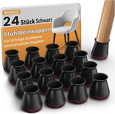 24 Stuhlbeinkappen Schwarz Gummi Filzgleiter Rund 14-20 mm Stuhlbeine