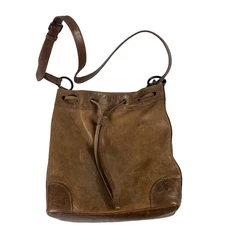 Frye Leather Bucket Bag Womens Brown Large Drawstring Crossbody Shoulder Purse