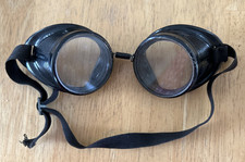Antique Willson Black Welding Safety Glasses Goggles Vtg Old Mad Max Steampunk