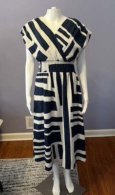 Ann Taylor Blue White Geo Block Dress NWT Womens M