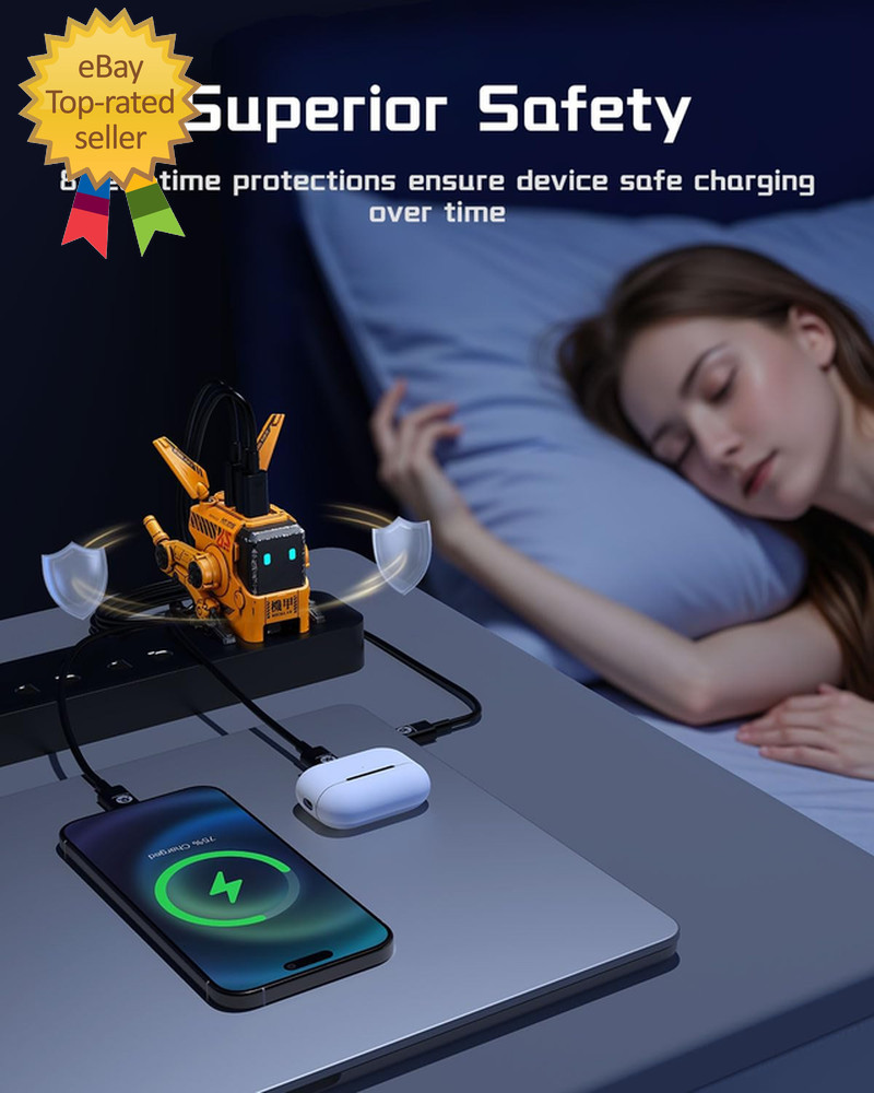 Gravastar 65W Charger, Alpha65 Robot Fast Gan Charger Block, 3-Port Fast Power A