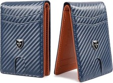 Mens Wallet Leather Credit Card Holder Slim Bifold RFID Blocking Front Pockets