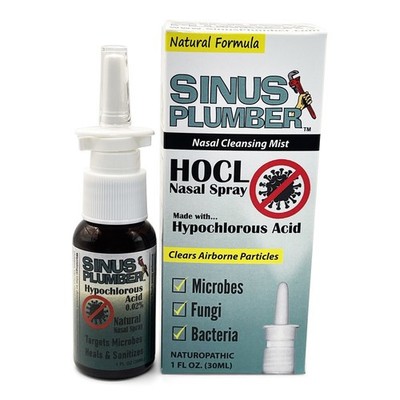 Sinus Plumber Antimicrobial HOCL Nasal Spray - Cold Flu Virus Germ Defense