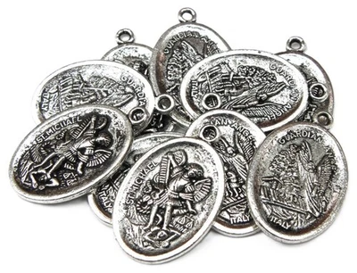 10 PCS x St Michael Guardian Angel Charms Holy Saint Pendants 26mm x 16mm Joblot - Image 1 of 4