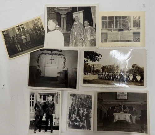 (8) Vintage Snapshot Photo WWII US Military Chaplains 1945 1946 Photos W/Notes