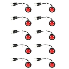 10 - 3/4" RED 3 LED CLEARANCE SIDE MARKER BULLET LIGHTS W. BLACK RING TRAILER