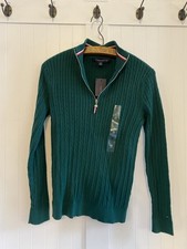 NWT Tommy Hilfiger Women's Cable Knit Quarter Zip Mock Neck Sweater M