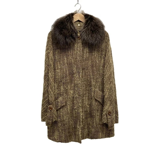 Autentico FENDI Cappotto donna beige marrone scuro