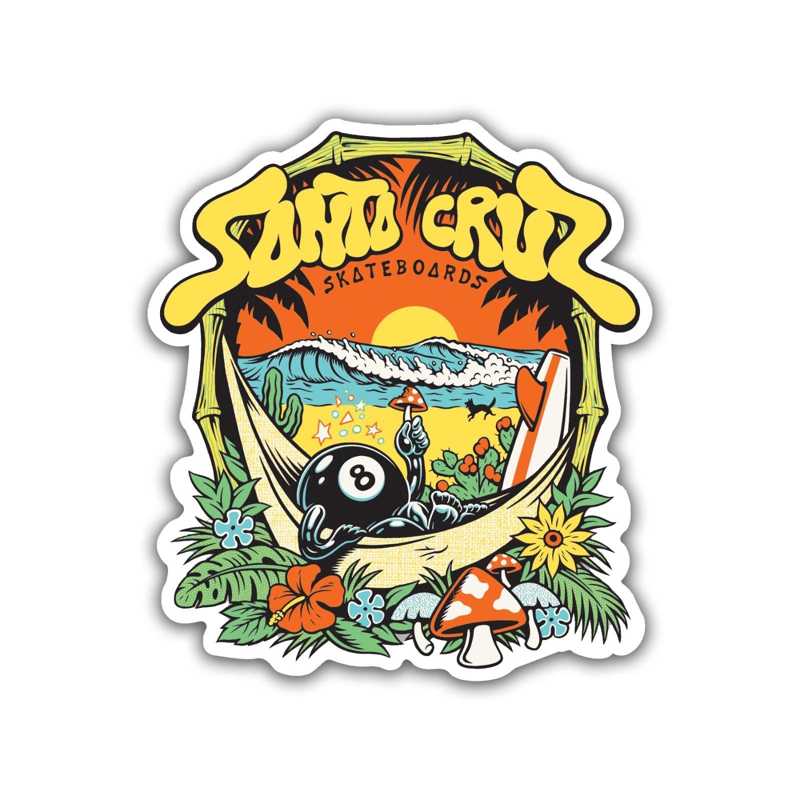 Santa Cruz Winkowski 8 Ball Trip Skateboard Surf Skate Sticker 5" Screaming Hand