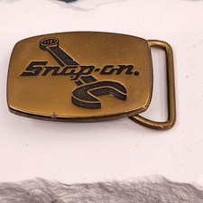 Snap-on Tools SPP-585 Solid Brass Belt Buckle Wrench Logo Made in USA Vintage