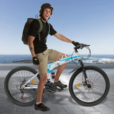 26" Folding Mountain Bike 21 Speed Men Bikes MTB Bicycle School Dual Disc Brake