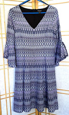 Roz & Ali Womens Dress Geometric Boho Large Flared Lined Sleeves Lavender Purple