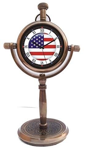 Horloge de bureau vintage maritime USA cadran drapeau horloge nautique de collection cadeau - Photo 1 sur 3