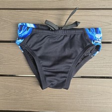 TYR DuraFast Elite Blue/Black Splice Racer Boys Swim Brief- Size 22 New Sample