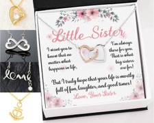 To Little Sis Jewelry Big Sister There For You Message Card  Necklace 5styles 