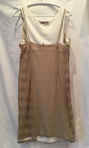 iBlues (Max Mara) 10 Cotton Jersey Linen Trim Dress - Oyster White & Taupe Fab! - Picture 14 of 16