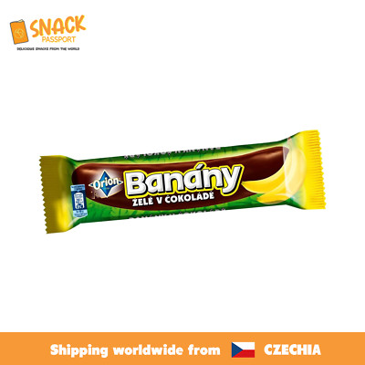 Traditional Czech Orion Banana Jelly coated with Dark Chocolate Bar 45g