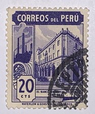 Travelstamps: Peru Stamps 20cIndustrial Bank of Peru Used NG Handstamped