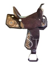 Premium Deep Seat Western Horse Barrel Saddle Roughout Leather Tack Set 10"-18"
