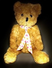 Valentines Day Teddy Bear Stuffed Plush Soft Toy Candy Heart 15  Brown Gold