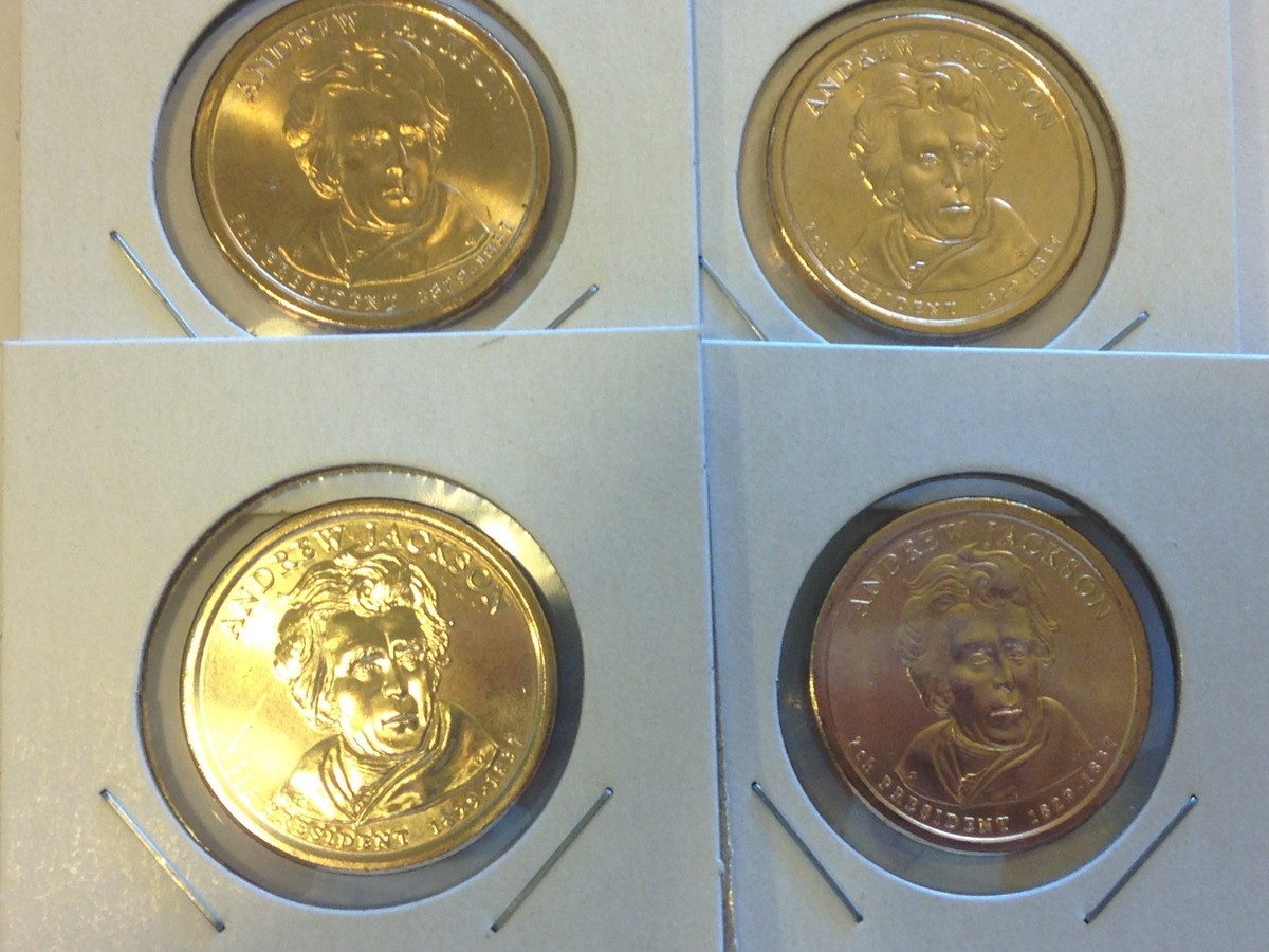 4 Coin Set All 2008 D Andrew Jackson Presidential Golden Dollar BU