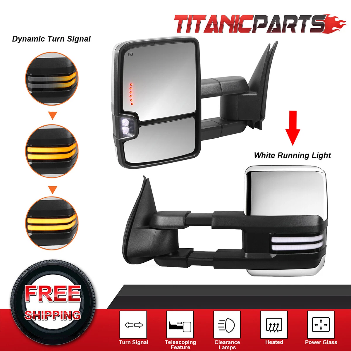 2x Power Heated Tow Mirrors For GMC Chevrolet 1500 2500HD 3500 w/ Turn Signal