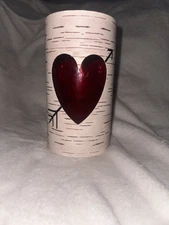 Valentine Heart Flower Vase 8.5” tall 4.5” Diameter Opening