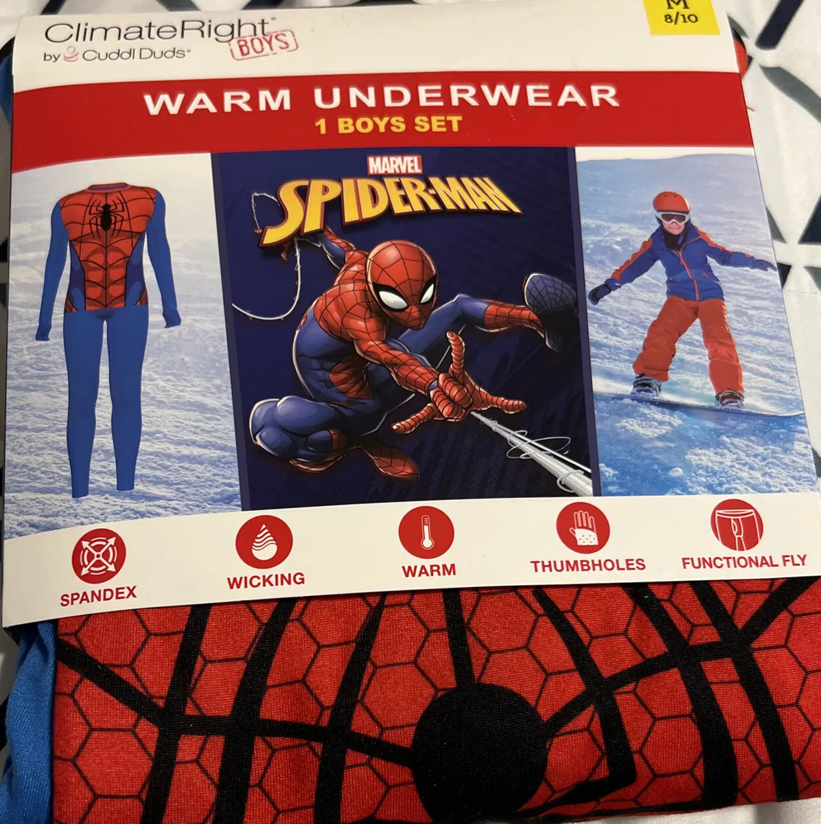 Cuddl Duds Marvel Spider-Man Boys Thermal Underwear Set Medium 8–10, Brand  New